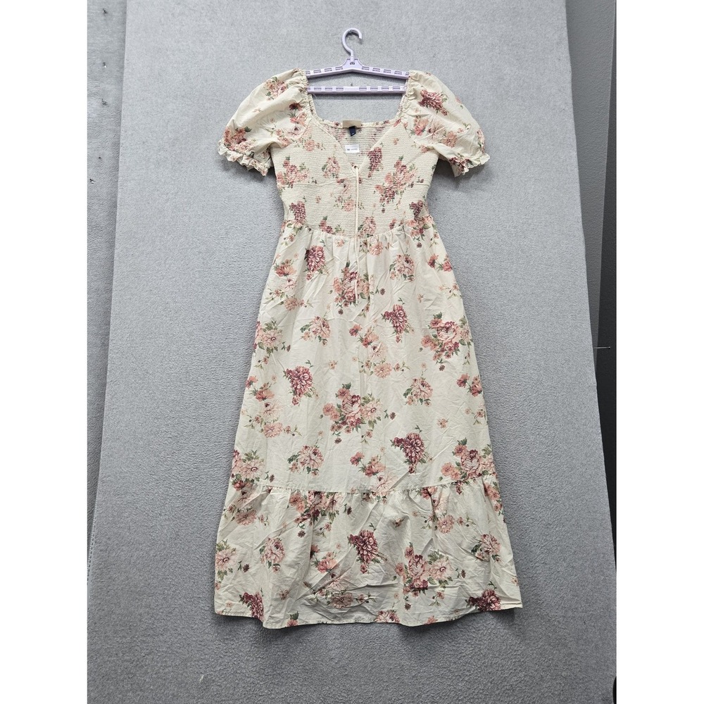 Universal Thread Women Dress XL Cream Maxi A Line Cottagecore Milkmaid Smocked